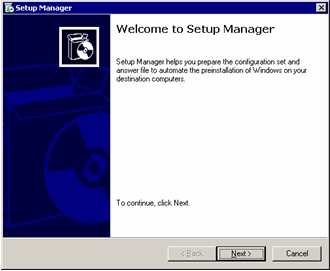 Setup Manager program dialog