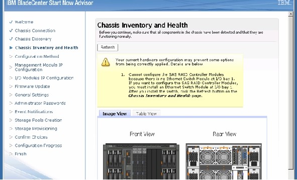 Start Now Advisor - Chassis Inventory and Health: Image View