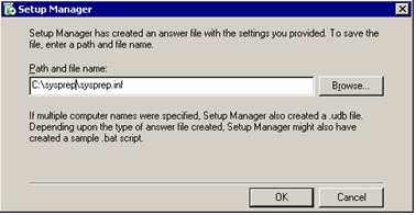 Setup Manager: Path and file name